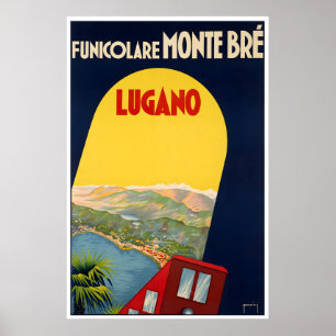 Lugano Reiseplakat Monte Bre Druck Schweiz Poster