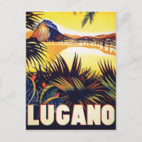 Lugano, Schweiz, Aussicht auf die Küste, Vintag
