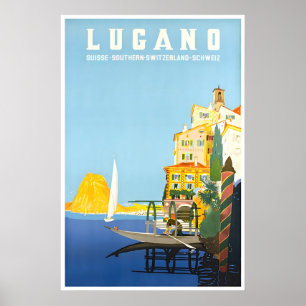 Lugano Schweiz Kunstprint Schweizer Reiseplakat Poster