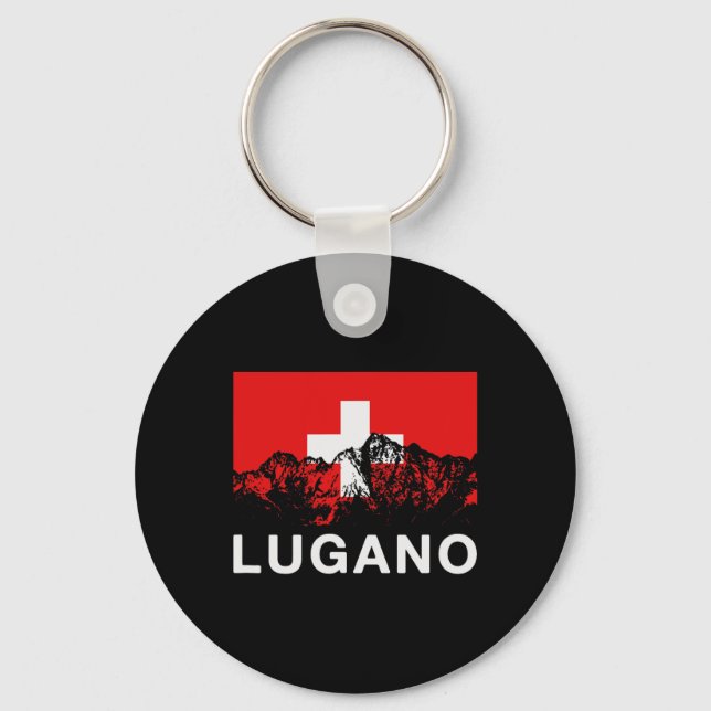 Lugano Schweiz Schweizer Flagge Schlüsselanhänger (Vorderseite)