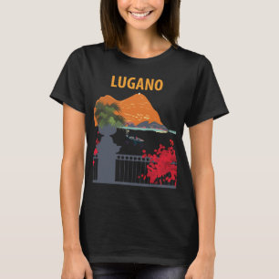Lugano Schweiz See Retro-Reise-T-Shirt T-Shirt