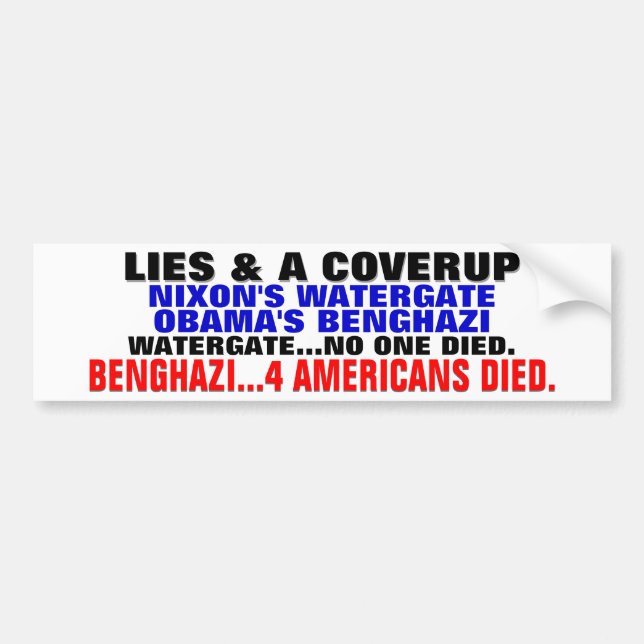 LÜGEN U. EIN COVERUP… OBAMAS BANGHAZI AUTOAUFKLEBER (Vorne)