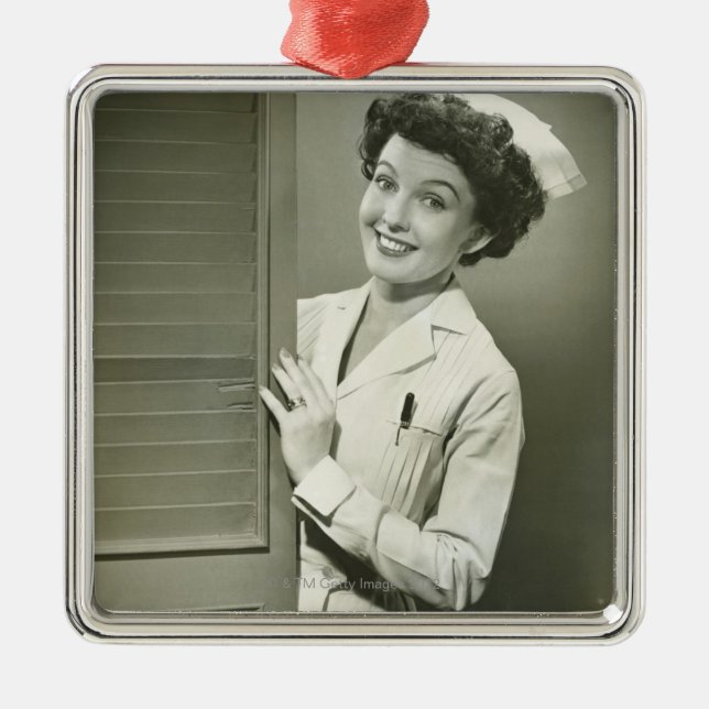 Lugende Krankenschwester Silbernes Ornament (Vorne)
