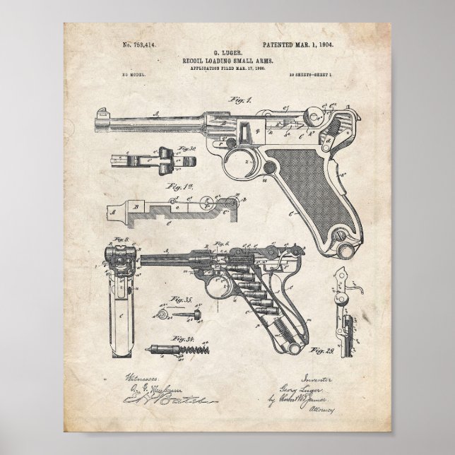 Luger Pistole Art Print Poster (Vorne)