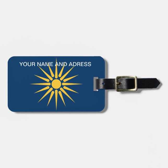 Luggage Tag with Flag of Macedonia, Greece Gepäckanhänger (Vorderseite horizontal)