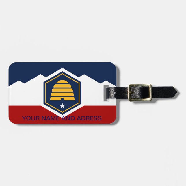 Luggage Tag with Flag of Utah, USA Gepäckanhänger (Vorderseite horizontal)