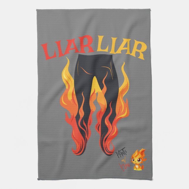 Lügner, Lügner, Pant's on Fire Geschirrtuch (Vertikal)