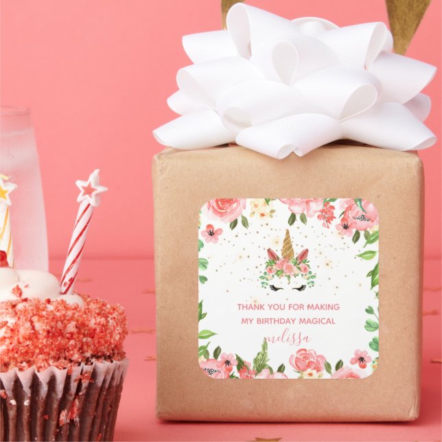 lugubre licorne floral merci Sticker (Fête)