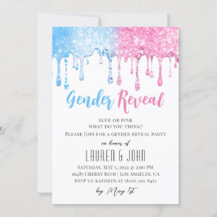 Lui ou elle Balloon Genre Reveillez Invitation