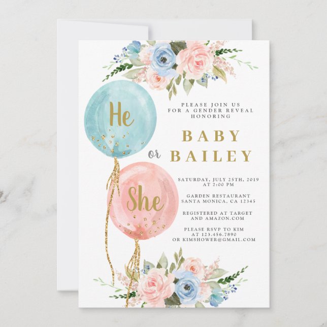 Lui ou elle invitation à la révélation de genre (Devant)