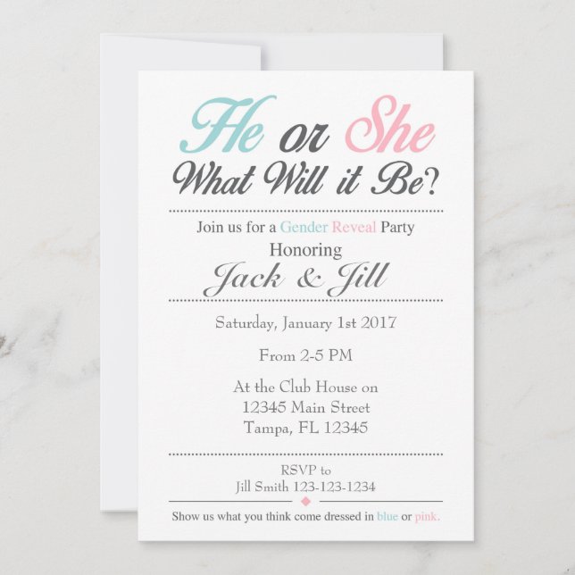 Lui ou elle Qu'est-ce que ce sera une invitation d (Devant)