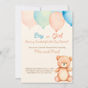 Lui ou elle Teddy Bear Genre Revezvous Invitation