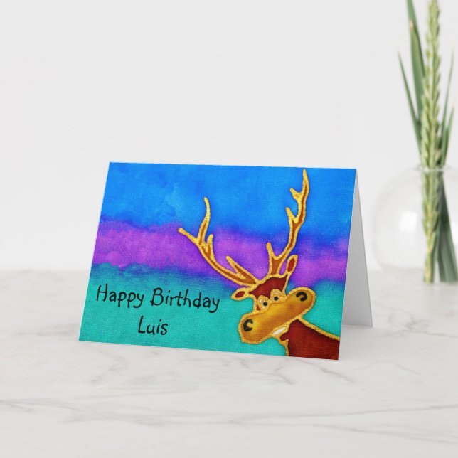 Luis, Bonne carte de cerf pour anniversaire stupid (Devant)