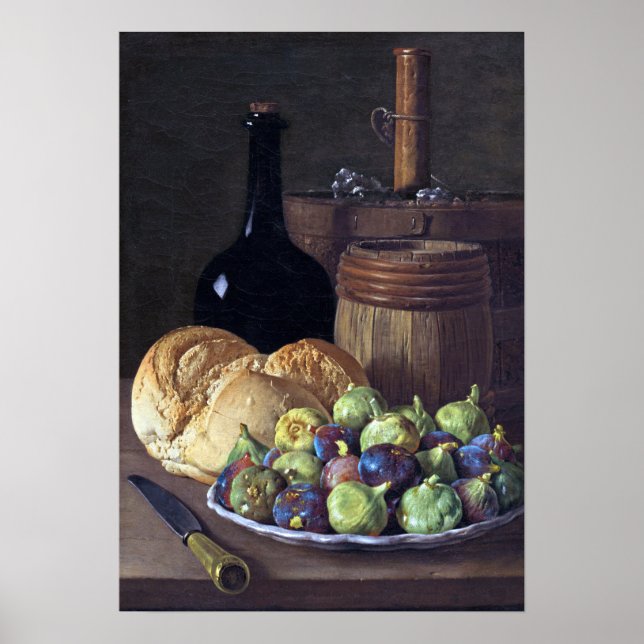 Luis Meléndez Stillleben mit Figs und Brot Poster (Vorne)
