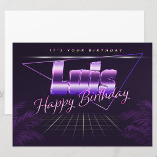 Luis Name Vorname lila retro Karte Geburtstag