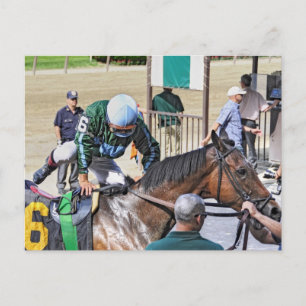 Luis Saez auf Milesmore im Belmont Park Postkarte