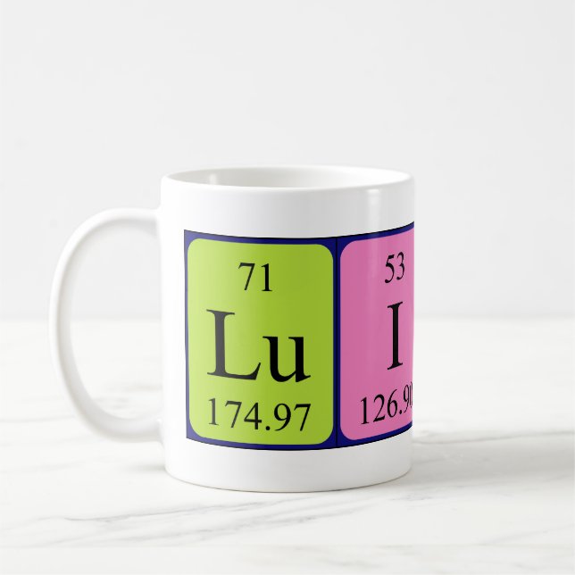 Luismi Namen-Tasse periodischer Tabelle Kaffeetasse (Links)