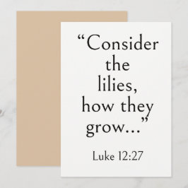 Lukas 12:27 Bibelvers, Schrift für Angst, Kunst Karte