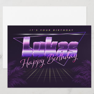 Lukas Name Vorname lila retro Karte Geburtstag
