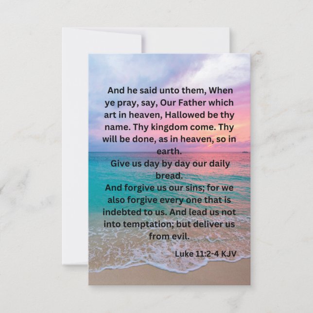 Luke 11:2-4 KJV Bibelschrift Pic Begrüßung Karte (Vorderseite)