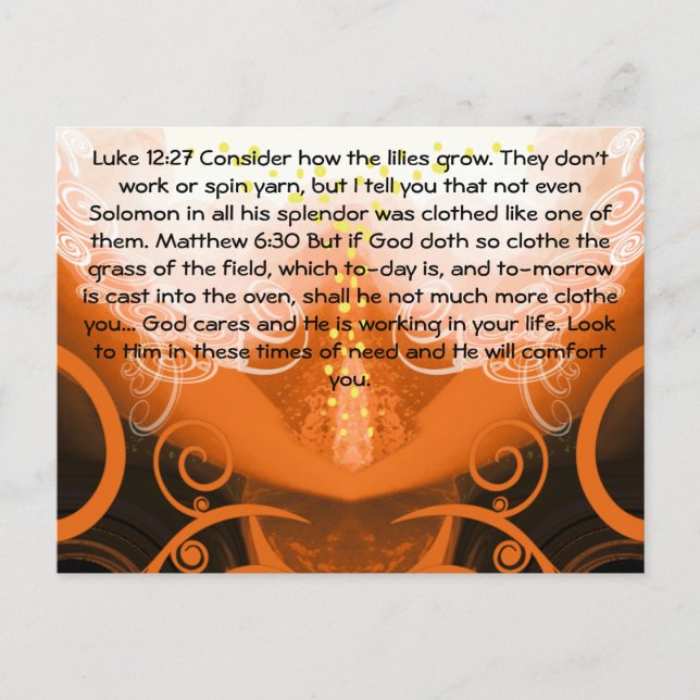 Luke 12:27 Überlegen Sie, wie die Lilien wachsen. Postkarte (Vorderseite)