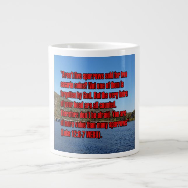 Luke 12:6-7 WEBU-Tasse Jumbo-Tasse (Vorderseite)