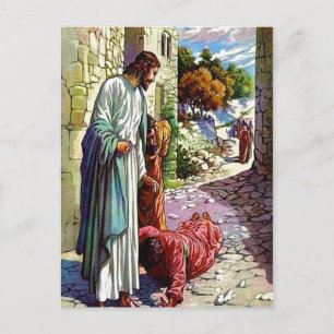 Luke 17:11-19 Zehn Lepers Postkarte gereinigt