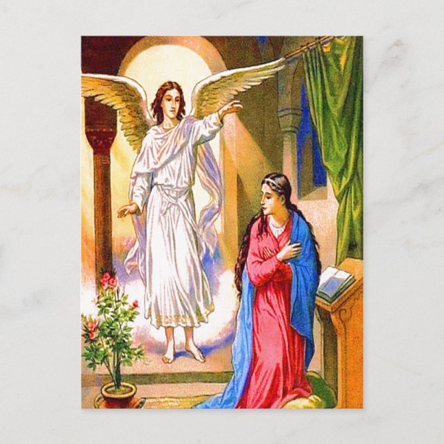 Luke 1:26-38 Gabriel bringt Mary News auf Postkart Postkarte (Vorderseite)
