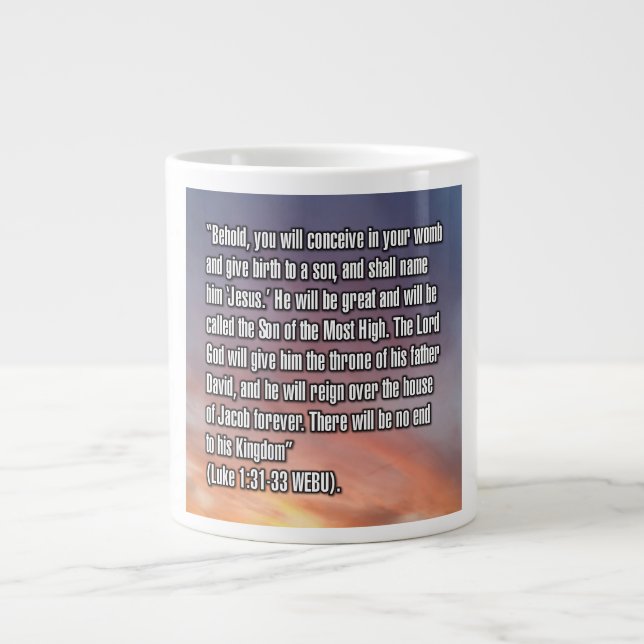 Luke 1:31-33 WEBU-Tasse Jumbo-Tasse (Vorderseite)
