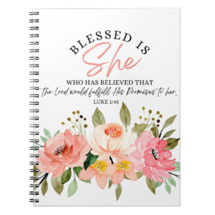 Luke 1:45 Gesegnet ist "She Floral Scripture" Notizblock