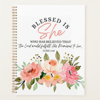Luke 1:45 Gesegnet ist "She Floral Scripture" Planer