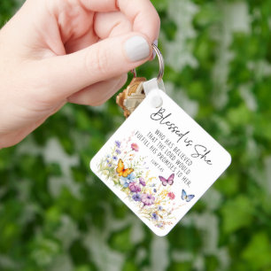Luke 1:45 Gesegnet ist Sie Schrift Wildblumen Schlüsselanhänger