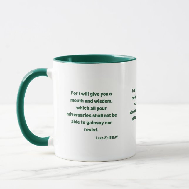 Luke 21:15 KJV Bibelverse Zwei-Tone-Tasse Tasse (Links)