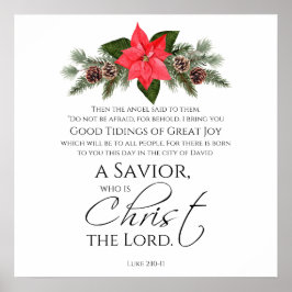 Luke 2:10-11 Gute Nachricht Poinsettia Weihnachten Poster