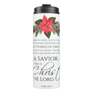Luke 2:10-11 Gute Nachricht Poinsettia Weihnachten Thermosbecher