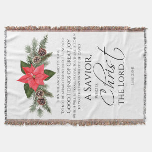 Luke 2:10-11 Poinsettia Weihnachtsschrift Decke