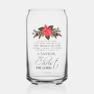 Luke 2:10-11 Poinsettia Weihnachtsschrift Dosenglas