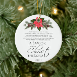 Luke 2:10-11 Poinsettia Weihnachtsschrift Keramik Ornament