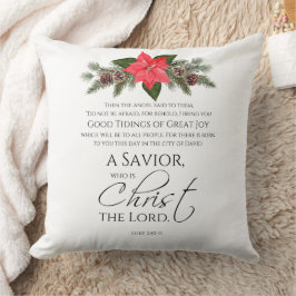 Luke 2:10-11 Poinsettia Weihnachtsschrift Kissen