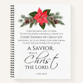 Luke 2:10-11 Poinsettia Weihnachtsschrift Notizbuch