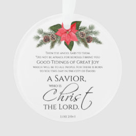Luke 2:10-11 Poinsettia Weihnachtsschrift Ornament