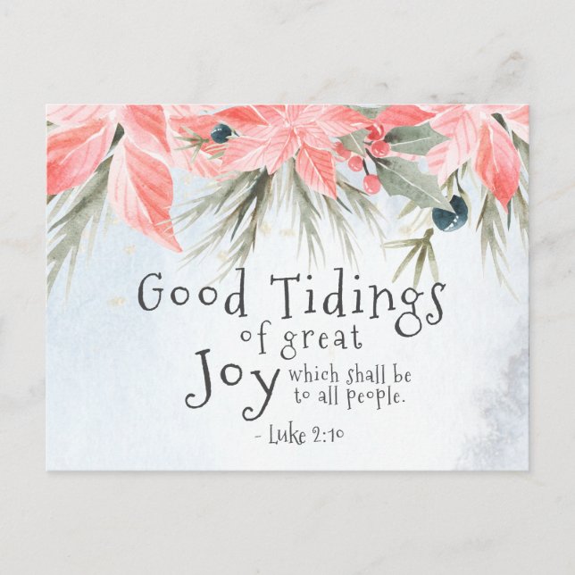 Luke 2:10 Gute Nachricht von großer Freude, Weihna Postkarte (Vorderseite)