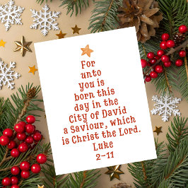 Luke 2:11 Bible Verse Christmas Tree Art Feiertagskarte