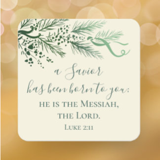 Luke 2:11 Schrift Custom Modern Pine Weihnachten Quadratischer Aufkleber