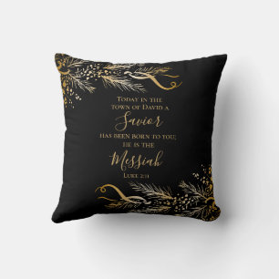 Luke 2:11 Schrift Elegant Gold Frohe Weihnachten Kissen
