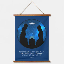 Luke 2:11   wandteppich mit holzrahmen