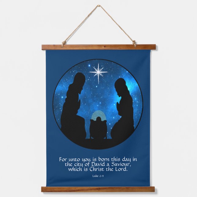 Luke 2:11   wandteppich mit holzrahmen (Vorderseite)