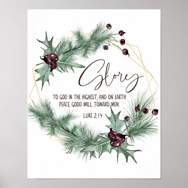 Luke 2:14, Herrlichkeit an Gott im Höchsten, Weihn Poster (Vorne)