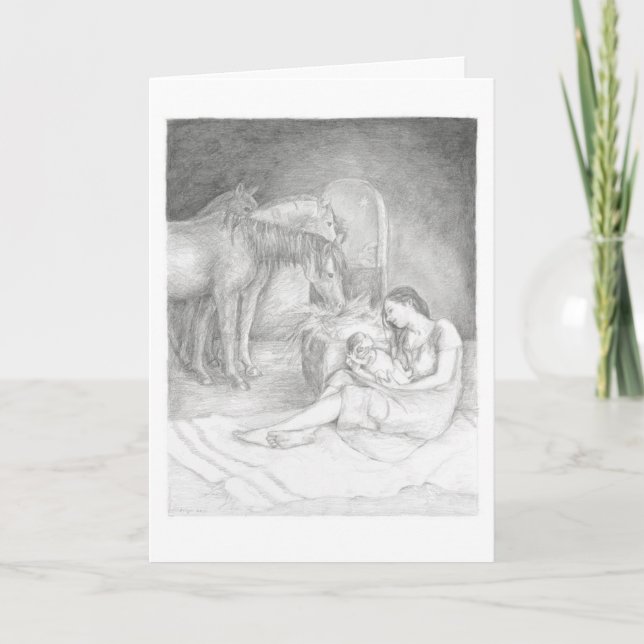 Luke 2:7 - Weihnachtskarte von Mary & Jesus Karte (Vorderseite)