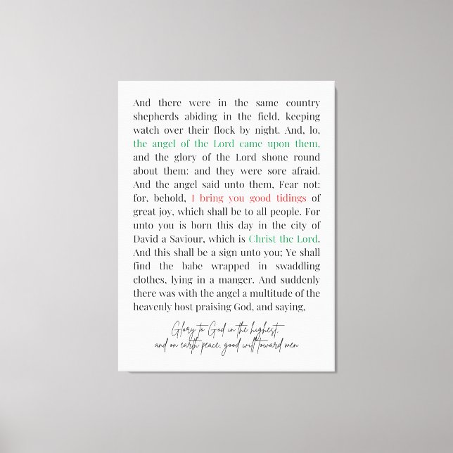 Luke 2:8-14 Canvas Print Leinwanddruck (Vorderseite)